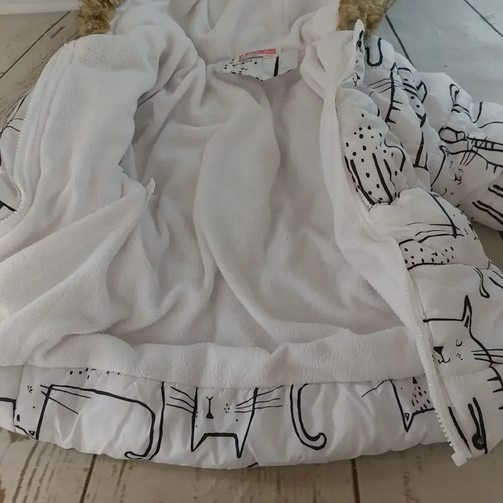 Miss Bei Cat Print Hooded Coat‎ (No Zipper)